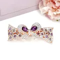 Elegante fermaglio per capelli a farfalla dorato con strass in cristallo viola e chiari - Design n. 2 / Viola