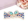 Fermaglio a farfalla dorato con strass blu scuro e gemma a goccia d'acqua - Design n. 2 / Blu
