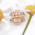 Mini flower hair claw in rose gold finish with sparkling crystals for girls - White