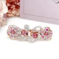 Elegante fermaglio per capelli a farfalla oro rosa con cristalli rosa e fiori - Design n. 3 / Rosso