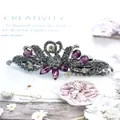 Elegante fermaglio per capelli a tulipano viola con strass di cristallo per donne - Viola