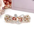 Elegante fermaglio per capelli a farfalla dorato con cristalli champagne e strass - Design n. 3 / Champagne