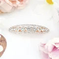 Pinza de pelo oro rosa con diamantes de cristal y diseño floral para mujer - Blanco