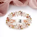 Elegant rose gold floral spring hair clip with champagne crystals for weddings - Five-petal Flower Champagne