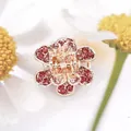 Mini pince à cheveux fleur dorée rose avec strass roses pour un style élégant - Rouge