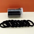 Classic black seamless high-elasticity hair ties set in a transparent storage jar - Black
