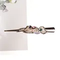 Morning glory flower hair clip with multi-colored crystals on a golden base - Multicolor (Random)