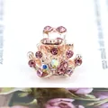 Mini crown hair claw clip in rose gold with pink rhinestones and AB crystals - Red