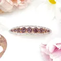 Elegant gold small spring hair clip with five purple crystal flowers and sparkling rhinestones - Purple
