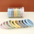Macaron color high elasticity seamless cotton hair ties set with clear storage jar - Colorful