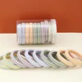 Pastel macaron striped high-elastic cotton hair ties set in clear storage jar - Striped