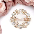 Elegant rose gold crystal flower hair clip with champagne rhinestones for weddings - Floral Champagne