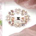 Floral spring hair clip with multi-color crystals and rose gold metal finish - Three-Petal Flower Multicolor (Random)