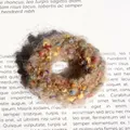Plush brown hair tie with colorful candy pom-poms for girls' winter hair styling - Coffee