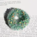 Green plush woven hair scrunchie with colorful dots for gentle hair styling - Green
