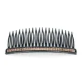Pink rhinestone hair comb clip with double rows of crystals on black plastic base - 20 Teeth / Purple