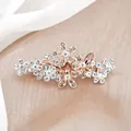 Barrette de mariage en or rose avec perles et cristaux sur un tissu délicat - Floral Cristal Champagne