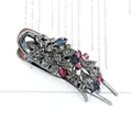 Vintage gunmetal haarklem met kleurrijke strass-steentjes en bloempatroon voor vrouwen - Calla Lelie Veelkleurig (Willekeurige Kleuren)