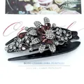 Swallowtail hair claw with amber crystals and white rhinestones in vintage floral style - Lily Red