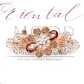 Elegant flower hair clip with sparkling white and champagne rhinestones on a metal base - Vanilla
