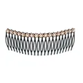 Floral iron hair comb with champagne crystals for elegant bun styling and hair fixing - 22 Teeth / Yellow