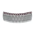 Floral hair comb accessory with purple rhinestones on a black base for hairstyling - 22 Teeth / Purple