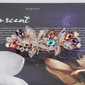 Pince à cheveux vintage en alliage avec cristaux colorés au motif floral élégant - Fleur d'Étoile Multicolore