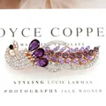 Peacock shape hair clip with purple rhinestones and rose gold metal spring barrette - Venus Pink
