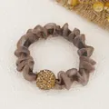 Elastico per capelli in rete marrone con sfera dorata e strass per acconciature eleganti - Mesh / Oro Caffè