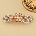 Elegante fermaglio per capelli con fiori di cristallo champagne e lega dorata lucida - Stile Fiore / Fiore Champagne