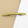 Elegant olive green acetate barrette hair clip with French lettering and metal spring clip - Fruit Green
