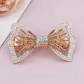 Elegante molletta per capelli a fiocco oro rosa con strass champagne e molla - Giallo Squisito