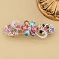 Elegant gold alloy spring hair clip with colorful crystals and rhinestones flower design - Multi-color Flower