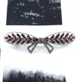 Elegant silver alloy spring hair clip with purple and clear rhinestones in bow design - Luoxu Series Red