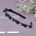 Gevlochten hoofdband met blauwe strasstenen en clips voor haarstyling - Blauwe Waterdruppel