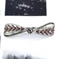 Barrette élégante en alliage d'argent avec strass violets et gris en forme de nœud - Série Bi'an Rouge