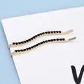 Fermagli per capelli ondulati dorati con cristalli neri in stile minimalista - Nero Ondulato (Base Oro Rosa)