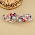 Elegant rose gold butterfly spring hair clip with colorful crystals and rhinestones - Multicolor Petal