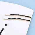 Set di due fermagli per capelli dorati con strass neri brillanti e stile minimale - Nero Diritto (Base Oro Rosa)
