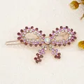 Elegant rose gold butterfly hair clip set with purple and white rhinestones - Butterfly Purple