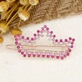 Elegant crown hair clip with pink and white rhinestones on a rose gold metal base - Crown Red