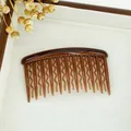 Coffee brown resin hair side comb with wave teeth design on a decorative tray - Wave Coffee (9cm)