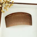 Brown amber curved plastic hair side comb for women displayed on a wooden tray - Large Coffee (10.5cm)