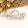 Elegant rose gold crown hair clip featuring sparkling white rhinestones and a metal finish - Crown White