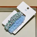 Lot de chouchous en coton à fleurs et organza bleu clair sur carte à cœur - Vert frais