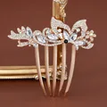 Elegant rose gold butterfly hair comb with sparkling crystals for wedding hairstyles - Butterfly White