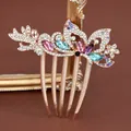 Elegant rose gold butterfly hair comb with colorful crystals and rhinestones - Multicolor Butterfly Flower