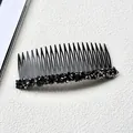 Peigne à cheveux noir avec strass gris fumé étincelants pour une coiffure élégante - Noir