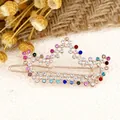 Crown-shaped hair clip with multi-colored rhinestones and rose gold alloy finish - Crown Multicolor (Random Color)