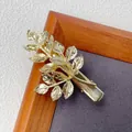 Pasador de pelo de hoja dorada minimalista en aleación con clip de cocodrilo - Y0021-03